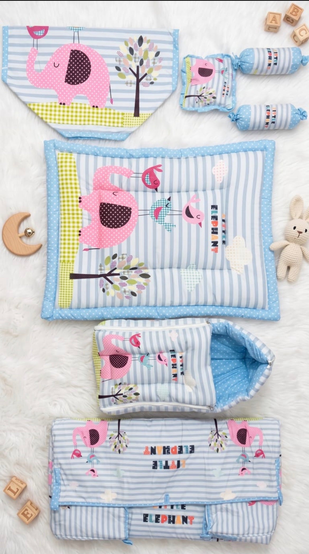 7-Piece Premium Baby Bedding & Sleeping Set | Soft Cotton Newborn Nursery Combo | Lion Print (Pink)