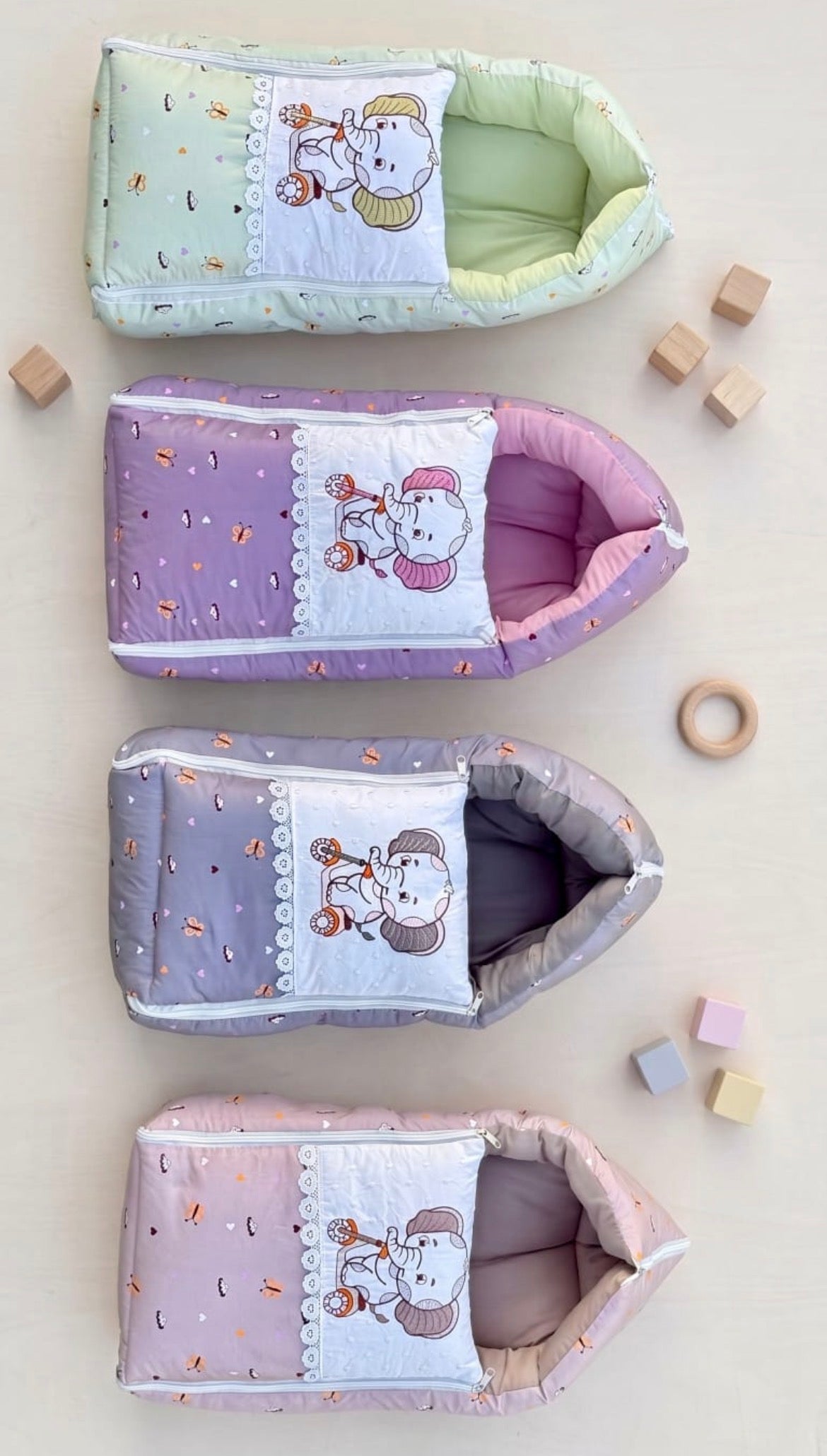 Premium Baby Sleeping Bag with Hood | Soft Cotton Newborn Carry Nest | Car Embroidery Design