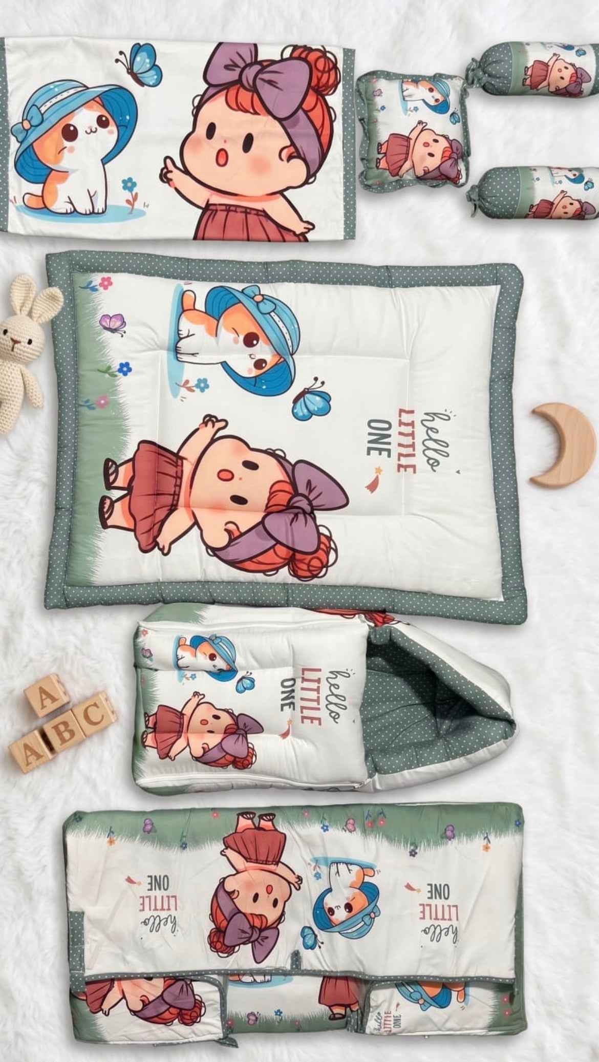 7-Piece Premium Baby Bedding & Sleeping Set | Soft Cotton Newborn Nursery Combo | Lion Print (Pink)