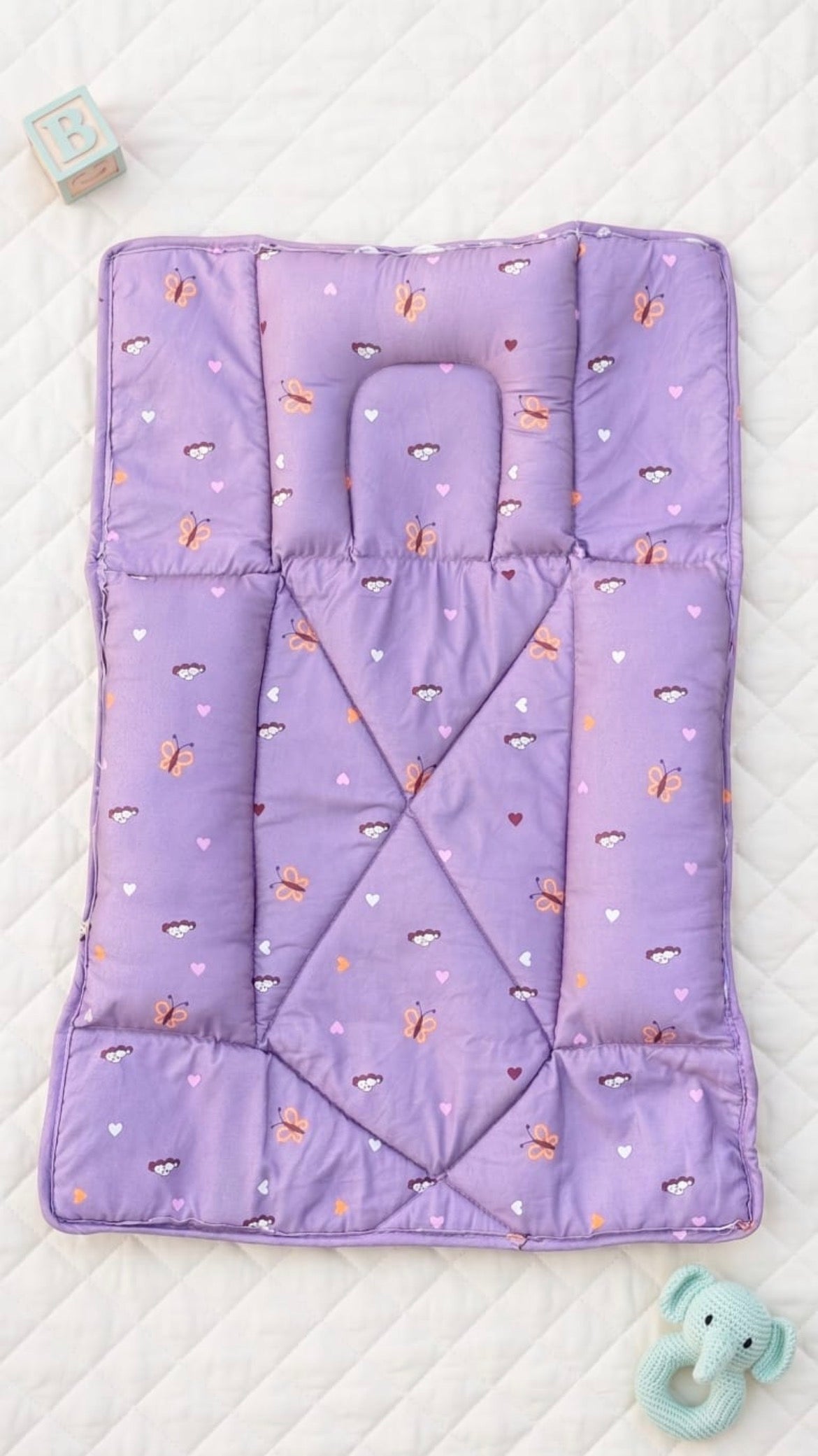 Premium 3-Piece Baby Godadi Set | Soft Cotton Baby Mattress, Pillow & Head Support