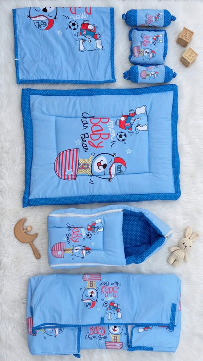 7-Piece Premium Baby Bedding & Sleeping Set | Soft Cotton Newborn Nursery Combo | Lion Print (Pink)